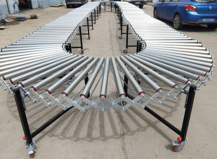 無動(dòng)力滾筒輸送機(jī)無動(dòng)力滾筒伸縮線出口項(xiàng)目